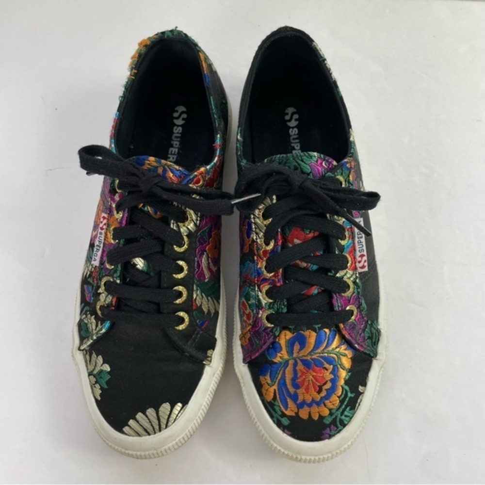Superga 2750 Black Satin Mandarin Embroidery Sneakers‎ - Picture 8 of 16
